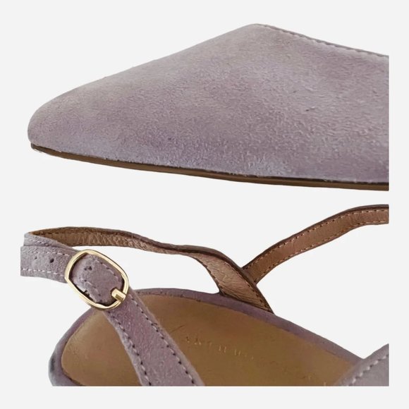 NWOB Anthropologie Lucille Slingback Heels in Lavender Suede, size 7.5M - Picture 4 of 10